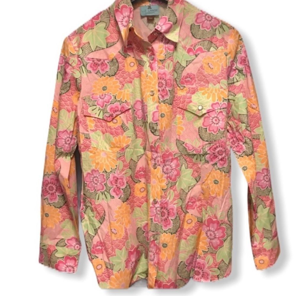 Liz Lange Pink Floral Winnie Maternity Shirt nwt‎